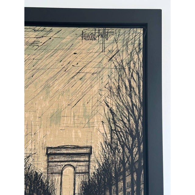 Mid 20th Century After Bernard Buffet, Champs-Élysées and Arc de Triomphe, Corot Edition, 1950s, Print on Canvas, Framed For Sale - Image 5 of 13