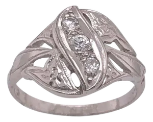 14 Karat White Gold Contemporary Ring With Three Round Diamonds