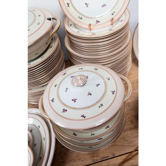 Ceramic Antique French Limoges Porcelain Dinnerware by Charles Haviland, 1940s, Set of 62 For Sale - Image 7 of 9
