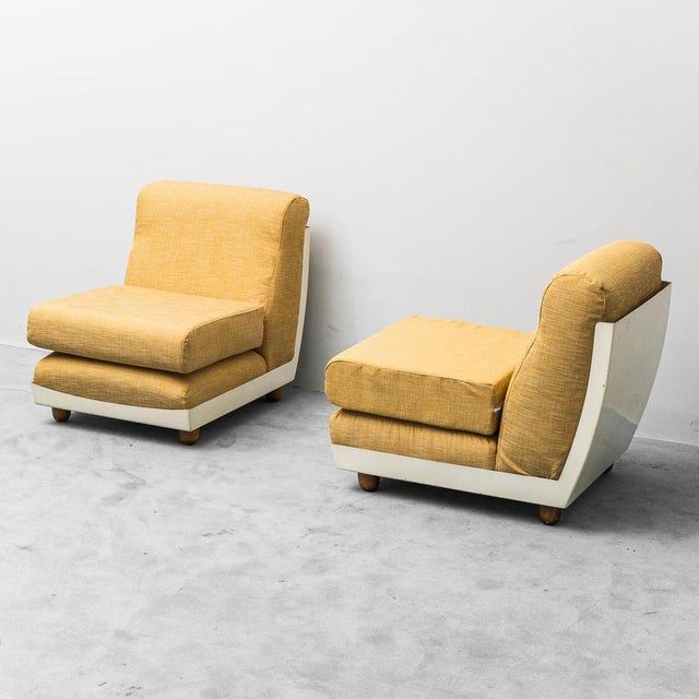 Yellow Fabric and Plastic Armchairs, 1970s, Set of 2 For Sale - Image 9 of 12