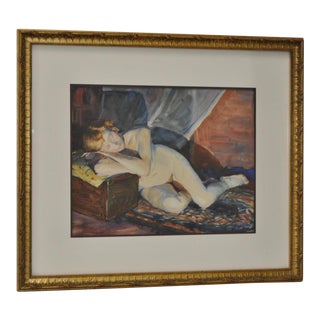 Figural Reclining Nude Watercolor by Roger Hayward C.1930s For Sale