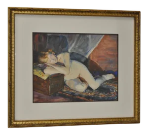 Figural Reclining Nude Watercolor by Roger Hayward C.1930s