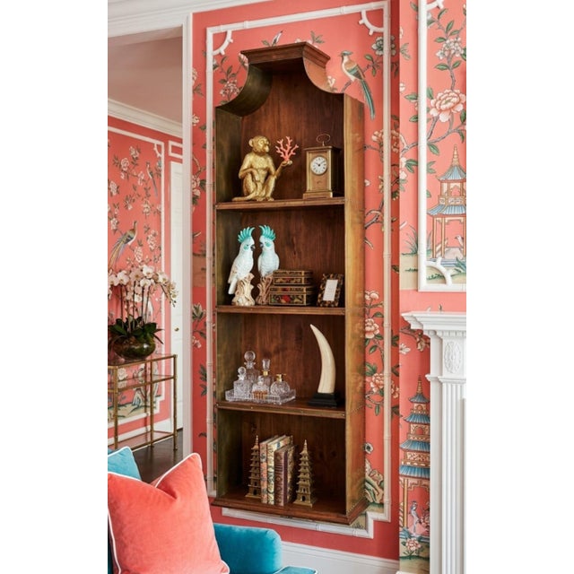 Hollywood Regency Vintage Rare Spanish Brass Clad Wood Pagoda Regency Sarreid Style Wall Shelf For Sale - Image 3 of 11