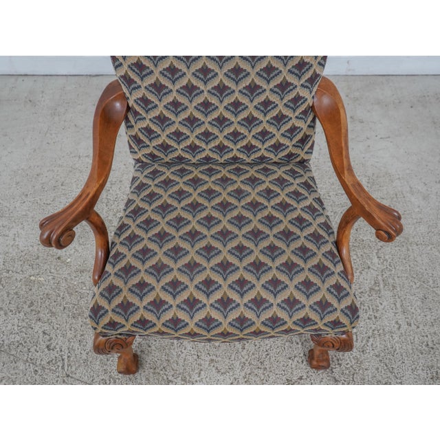 Textile Ball & Claw Foot Upholstered Library Armchair For Sale - Image 7 of 13