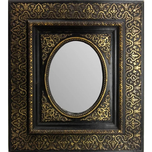 French Napoleon III Gilt and Black Stucco and Wood Wall Mirror, 1880s For Sale - Image 5 of 6