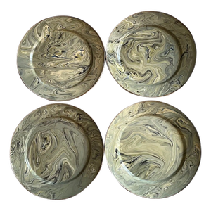 Vintage Mackenzie-Childs Marbled Enamel Chargers/Dinner Plates- Set of 4