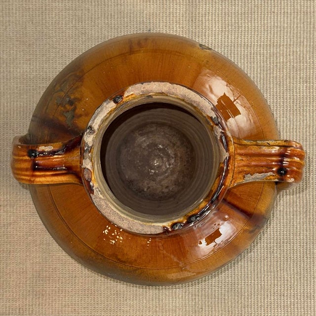 Antique Italian Glazed Terracotta Olive Oil Jar With Spout For Sale - Image 17 of 18