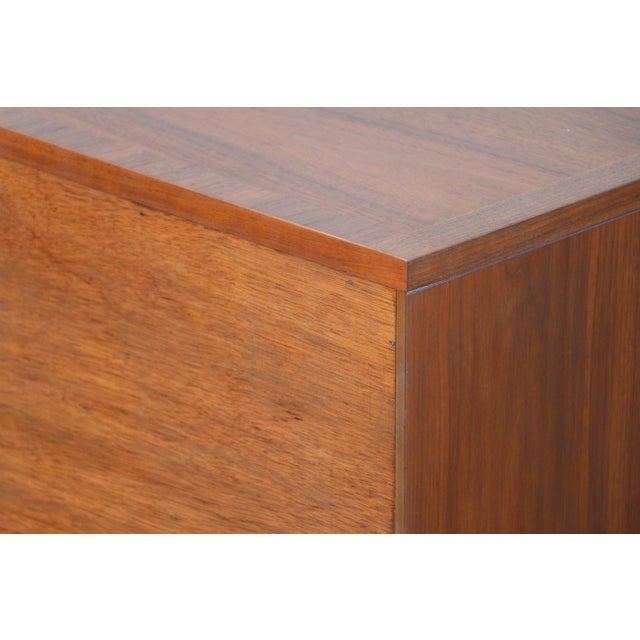 Pair of Mid-Century Modern Campaign Walnut Nightstands by Baker Milling Road | Brass Hardware, Circa 1960s For Sale - Image 15 of 18
