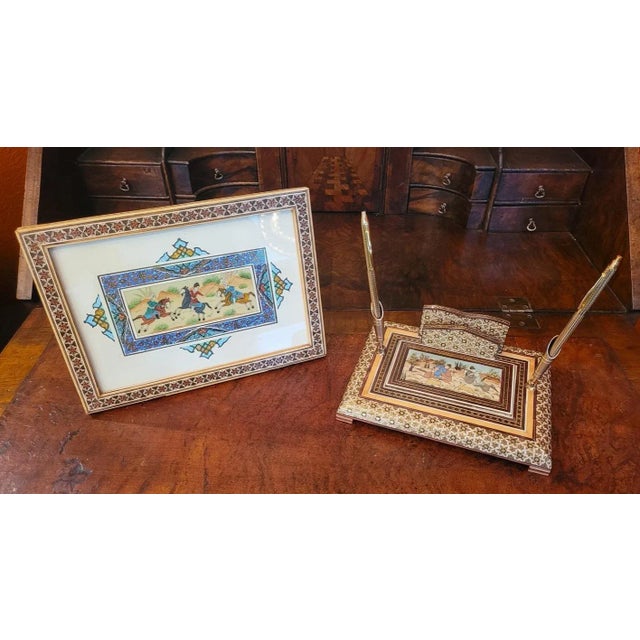 Persian Persian Desk Set With Khatam Mosaic For Sale - Image 3 of 9