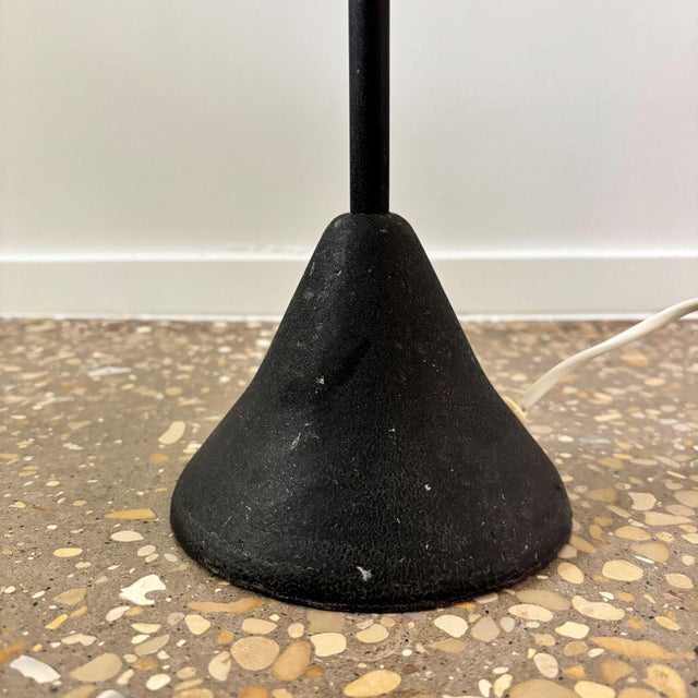 Mid-Century Floor Lamp in Black Metal and Brass with Yellow Shade, Sweden, 1950s For Sale - Image 9 of 11