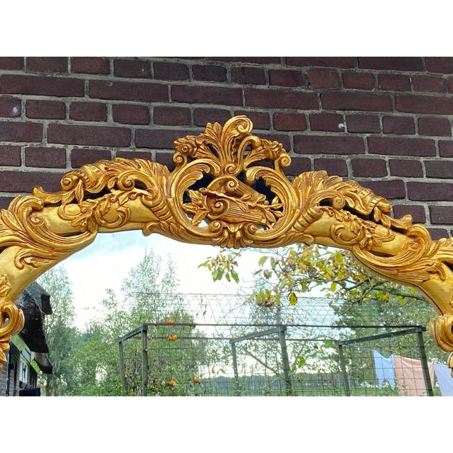 1970s Italian Rococo Gold Beech Wall Mirror For Sale - Image 4 of 12