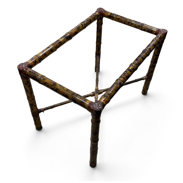 Brown Boho Maitland Smith Tortoise Bamboo and Tessellated Penshell Tray Table For Sale - Image 8 of 18