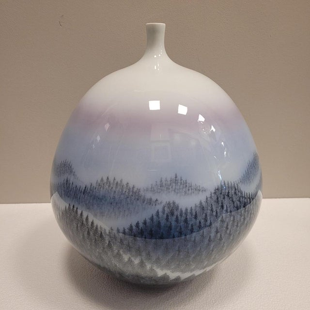 1950s 20th Century Arita Porcelain Vase Dawn in the Forest Fujii Shumei, Japan, 1950s For Sale - Image 5 of 16
