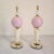 Pair of Mid-Century Modern Murano glass table lamps, Italy circa 1980s. The Italian lamps are made of various elements in...
