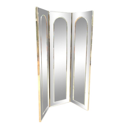 Hollywood Regency 3 Panel Floor Mirror Chairish