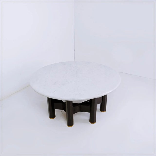 Coffee Table with Round Marble Top by Jan Vlug, Belgium, 1970s For Sale - Image 11 of 12