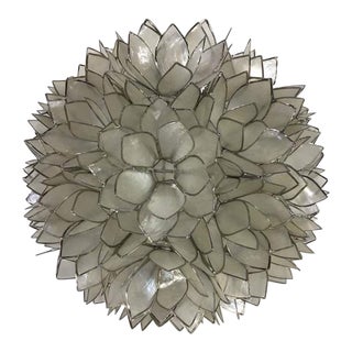 Pottery Barn Capiz Flower Pendant For Sale