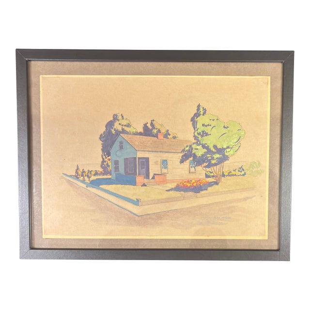 Architectual Study by Indiana Artist Zeno Hodge, Ca 1940s For Sale