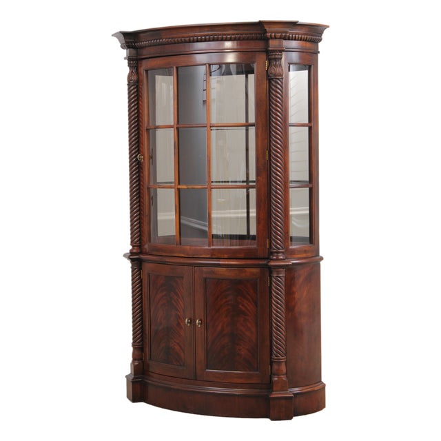 Henredon Bow Glass Mahogany Curio China Cabinet For Sale