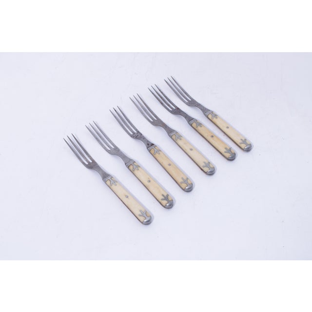 Traditional Set of Bone Handle Knives & Forks By. J. Russel Company For Sale - Image 3 of 12