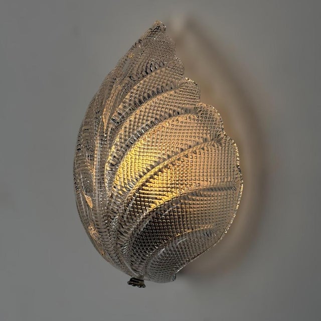 Orrefors Vintage Leaf Wall Light by Fritz Kurz for Orrefors, Sweden, 1970s For Sale - Image 4 of 18