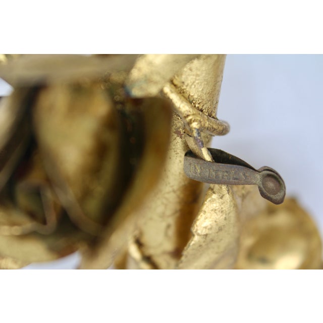 1960s Vintage Italian Gold Gilded Tole Candlesticks For Sale - Image 5 of 11