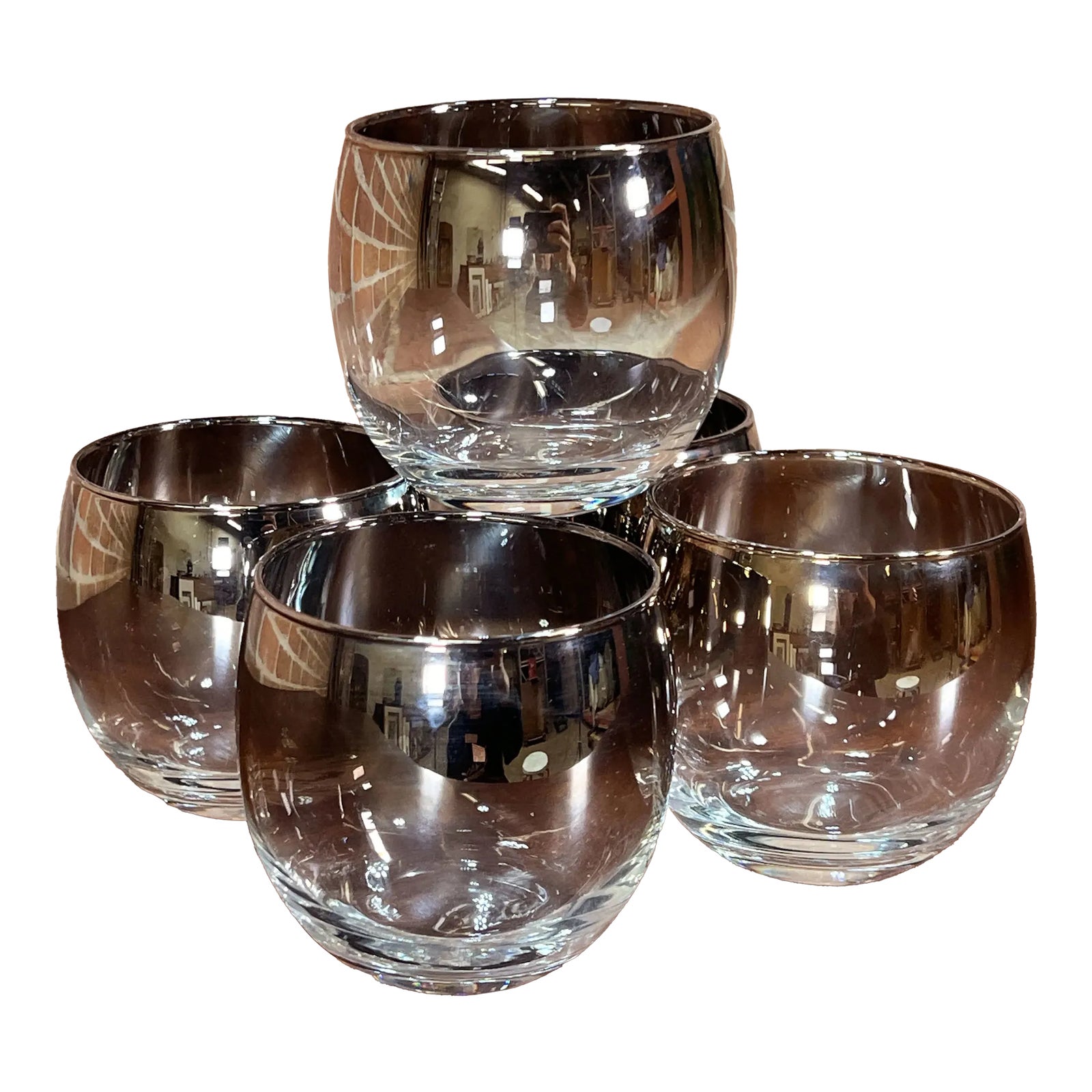 Mid Century Modern Dorothy Thorpe Silver Ombre Cocktail / Whiskey Glasses - Set of 5