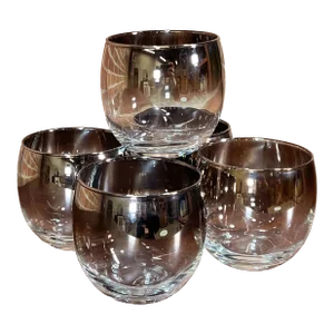Mid Century Modern Dorothy Thorpe Silver Ombre Cocktail / Whiskey Glasses - Set of 5