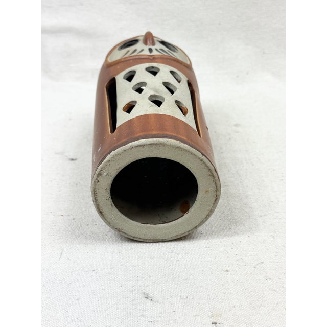 Vintage MCM Ceramic Owl Candle Lantern For Sale - Image 9 of 9