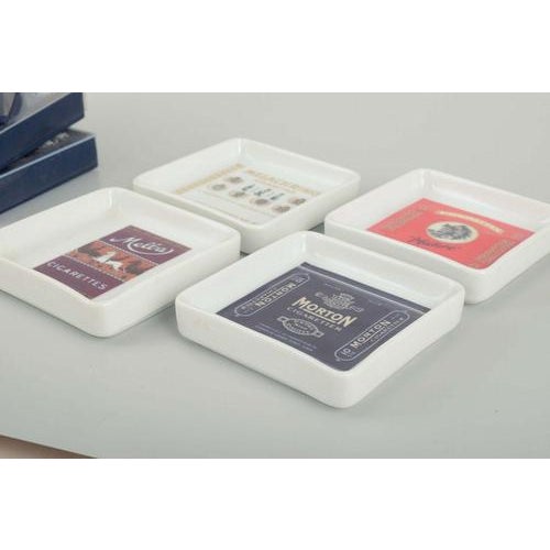 Vintage Danish Square Porcelain Ashtrays from Bing & Grøndahl, 1970s, Set of 4 For Sale - Image 3 of 5