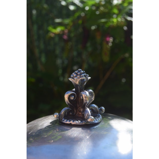 Metal 1890s Late Victorian English Silverplate & Frosted Glass Covered Candy Dish For Sale - Image 7 of 7