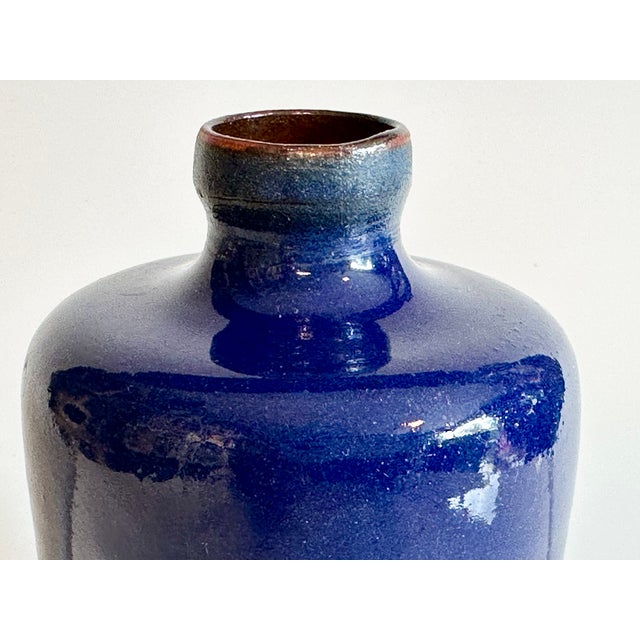 Ceramic Cobalt Blue Hand-Thrown Studio Ceramic Vase, Germany, 1970s For Sale - Image 7 of 12