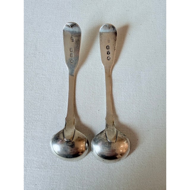 Vintage Sterling Silver Salt Spoons, Monogrammed, a Pair For Sale - Image 4 of 8