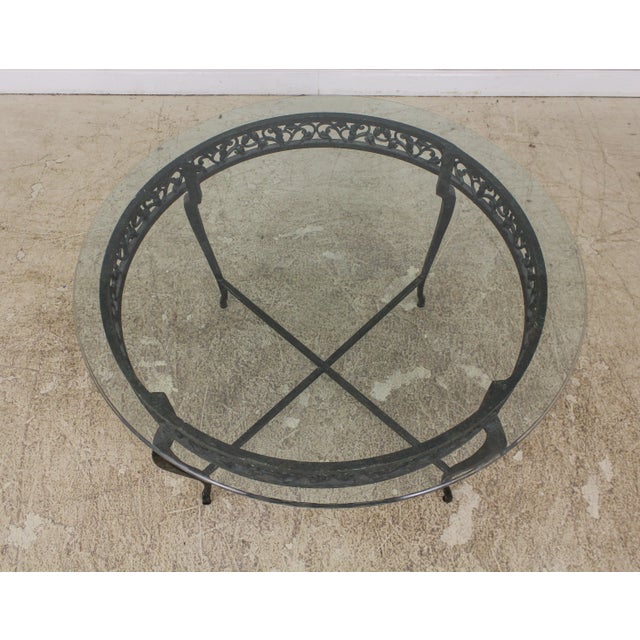 Traditional Iron Round Table & 4 Chair Outdoor Dining Set For Sale - Image 3 of 13