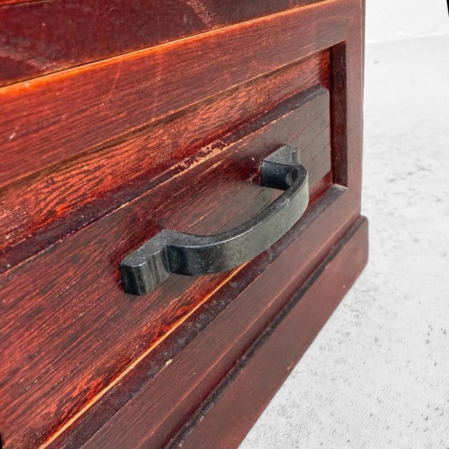 Mid-Century Modern Vintage Japanese Mini Chest of Drawers in Reddish-Brown Wood, 1970s For Sale - Image 3 of 8