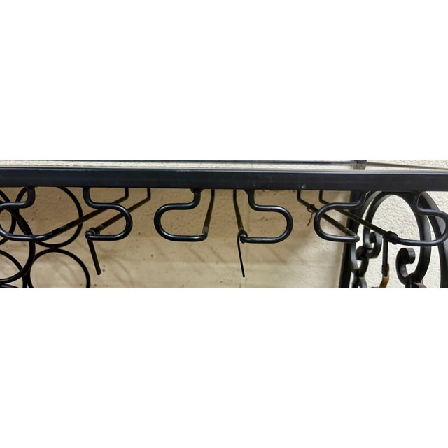 Metal Vintage Hollywood Regency Style Iron and Brass Bar and Wine Rack For Sale - Image 7 of 10
