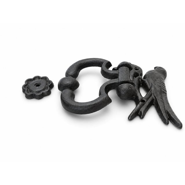 French French Wrought Iron Bird Door Knocker With Floral Strike Plate For Sale - Image 3 of 5