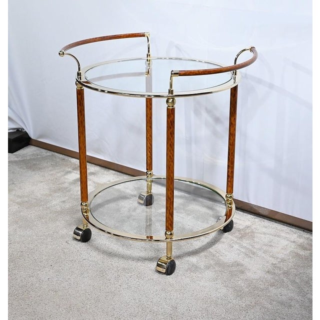 Roller Table in Glass and Gold Metal, 1980s For Sale - Image 15 of 15