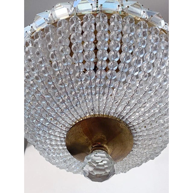 Mid-Century Modern Vintage Brass Beaded Basket Chandelier For Sale - Image 3 of 5