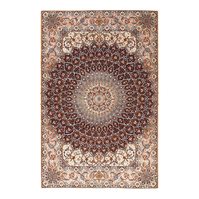 Pasargad DC Fine Hand Knotted Isfahan Silk & Wool Rug For Sale