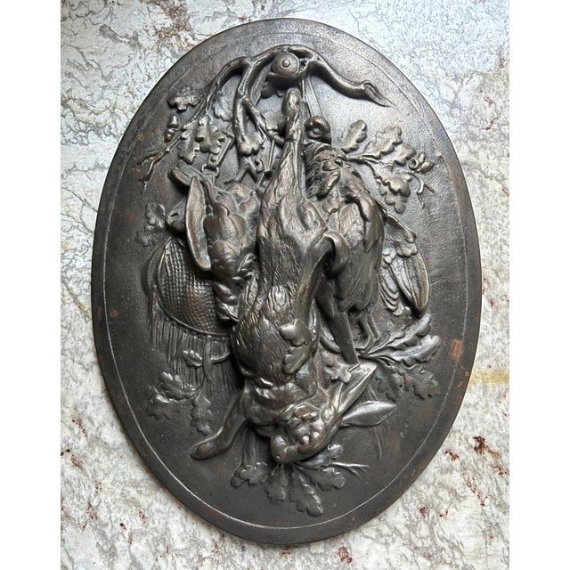 Stunning Black Forest French Cast Iron Hunt Trophy Plaque 17 1/4" X 12 3/4" X 3" Thick. Very Heavy almost 12 lbs. The...