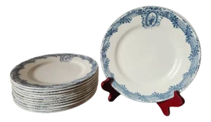 Small Vintage Blue Versailles Series Plates from Salins, 19th Century, Set of 6