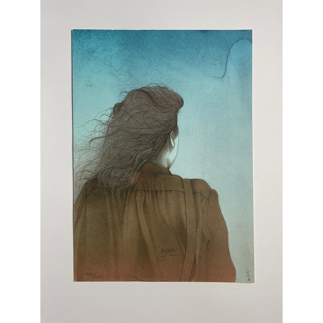 Titled "Solitudine", here Bruno Bruni depicts a beautifully ethereal woman turned away from the viewer with windswept hair...