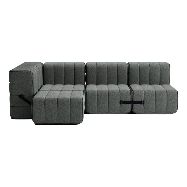 Curt Modular Set - Flexible Small Corner Sofa - Sera - Gravel (Grey) by Ambivalenz, Set of 9 For Sale