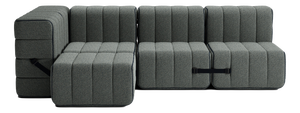 Curt Modular Set - Flexible Small Corner Sofa - Sera - Gravel (Grey) by Ambivalenz, Set of 9
