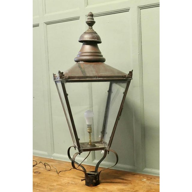 Large Victorian Copper Lantern Street Light For Sale - Image 4 of 7