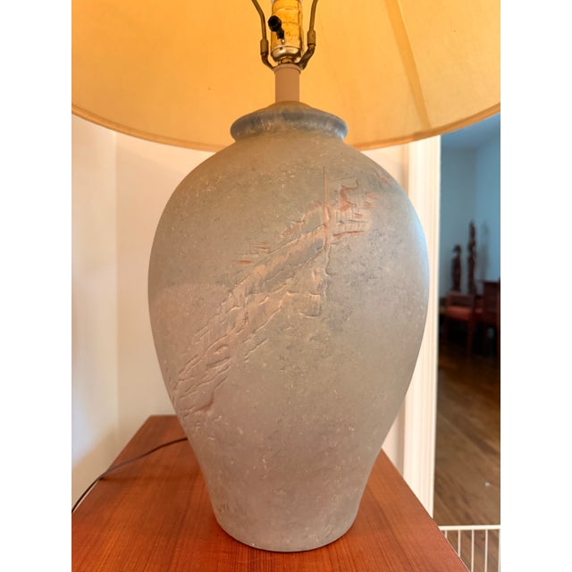 Monumental 1980s Postmodern Beehive Plaster Table Lamp | Original Cone Shade For Sale - Image 11 of 12