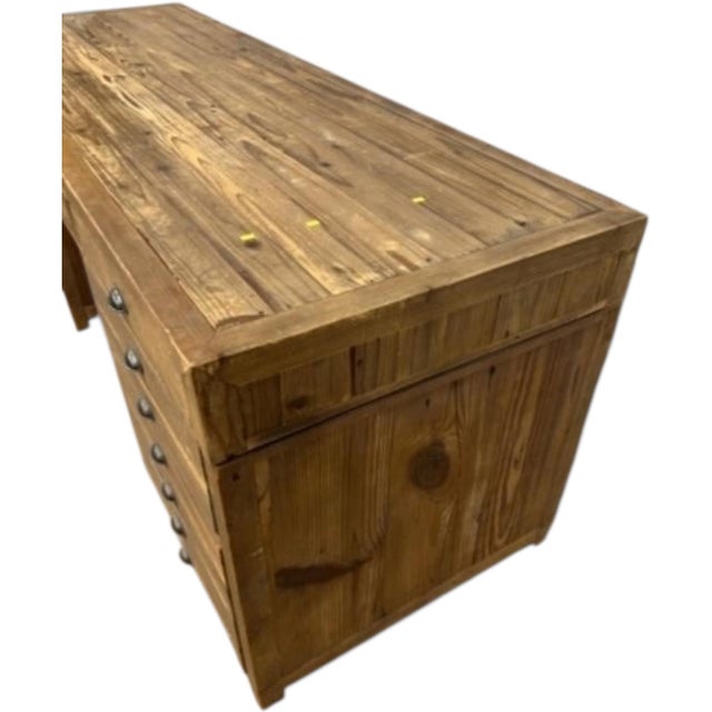 kneehole in three parts Dimensions: H 30.5" x W 80" x D 28" Condition: Faux antique surface