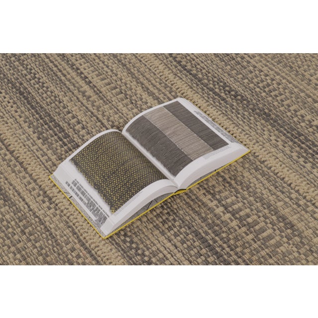 Beige Rug & Kilim’s Contemporary Kilim, Beige with Gray Textural Stripes For Sale - Image 8 of 9