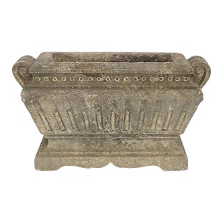 Vintage English Large Rectangular Garden Stone Trough For Sale